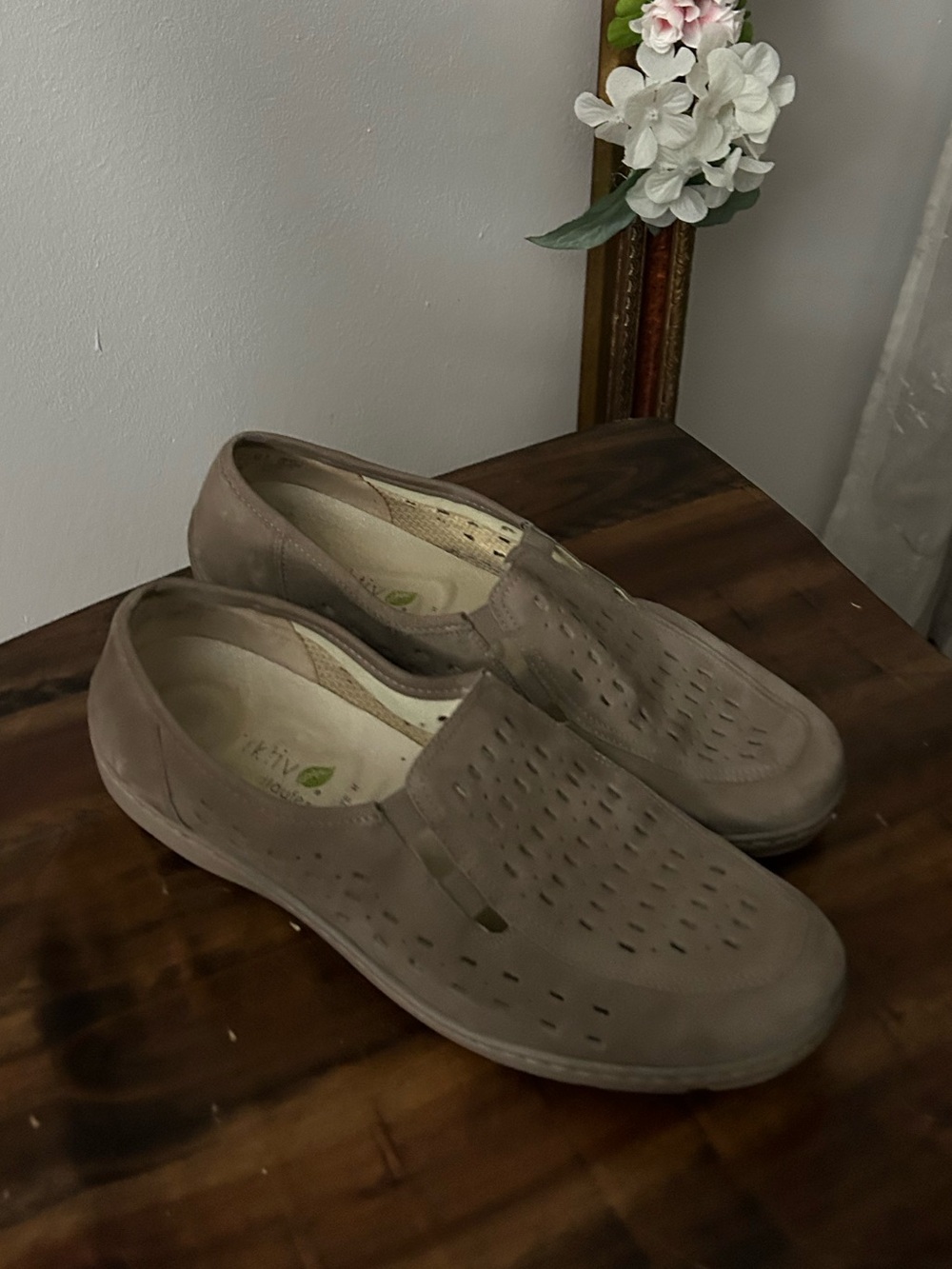 WALDLÄUFER Pro-Aktiv Taupe Nubuck Perforated Comfort Loafers Weite H Wide